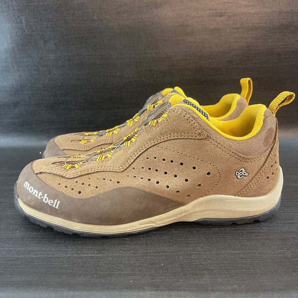 MontBell‎ Trail Hiking Shoes Women's Size 6 Brown Suede Boa System Lace Shoes